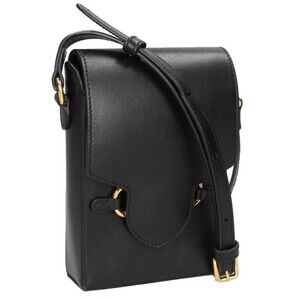 Gucci Horsebit Leather Shoulder Bag Black Gold